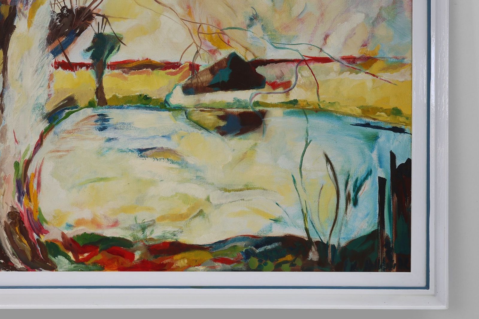 Belgian Artist, Modern Abstract Landscape, Oil On Canvas, 1982 photo Art
