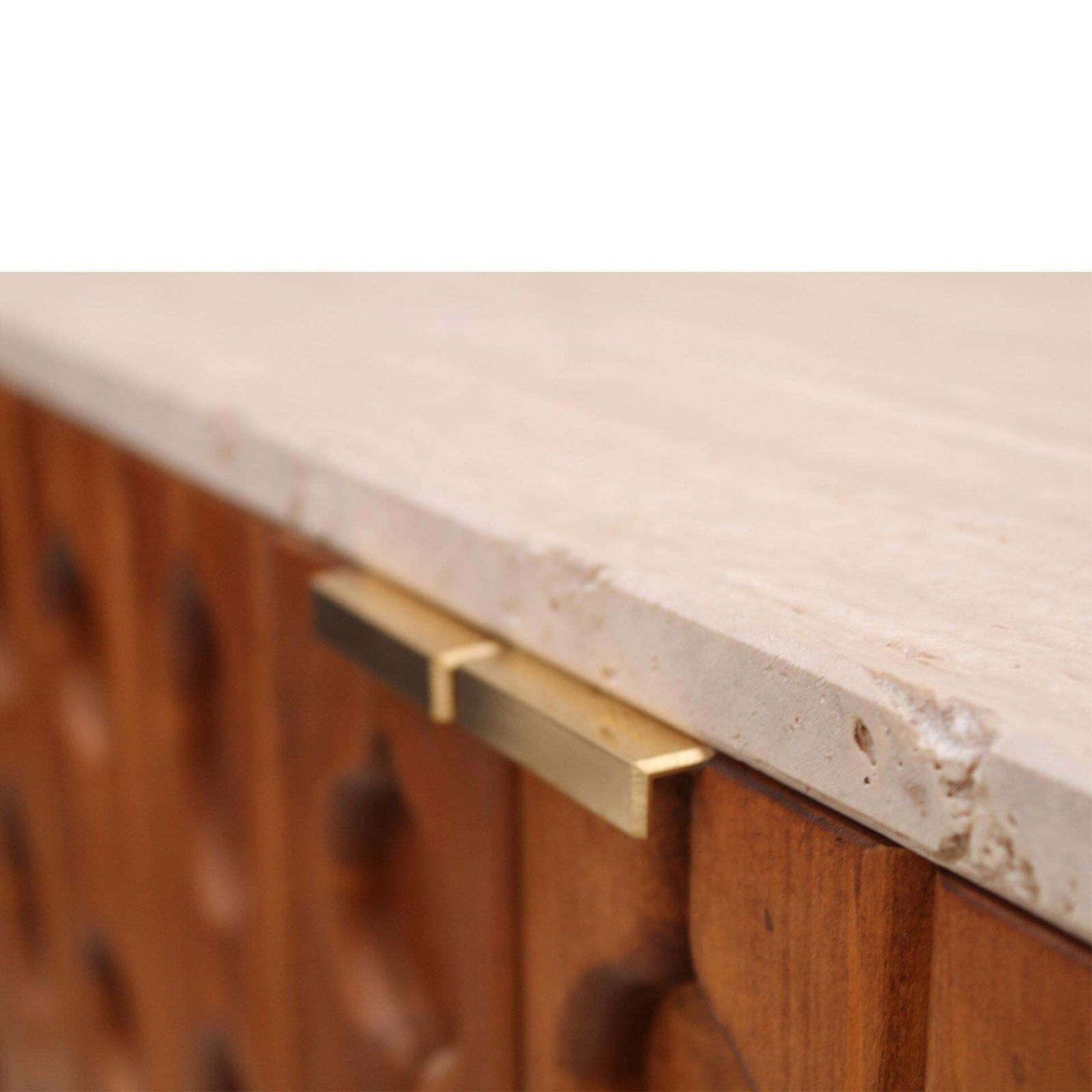 Contemporary Pair Of Italian Sideboards In Solid Wood And Travertine photo buy