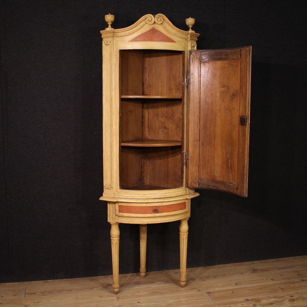 photo furniture Antique Louis XVI Lacquered Corner Cabinet From The 18th Century
