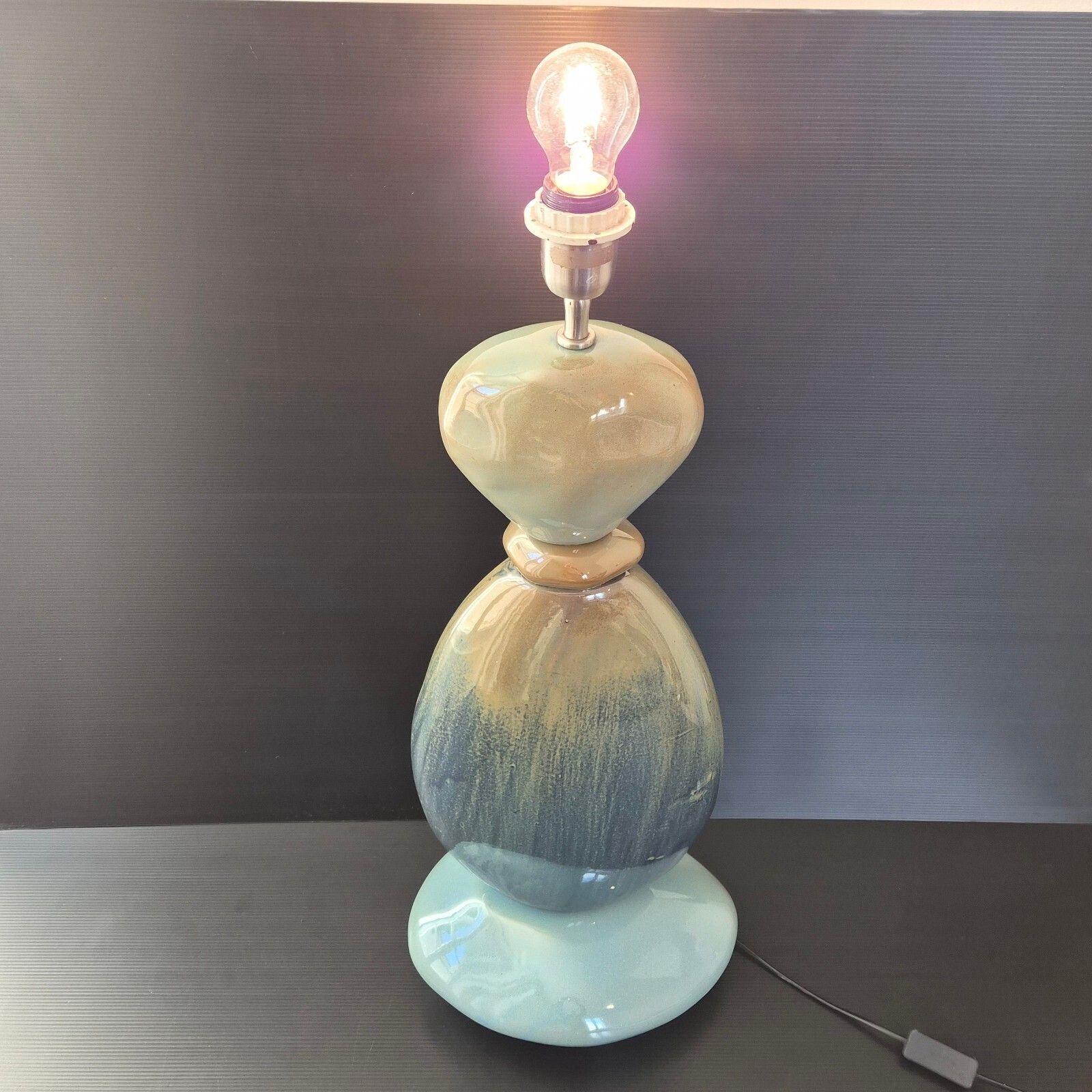 Important Vintage 1970s Ceramic Pebble Lamp By Francois Chatain 70s 1970s photo for sale