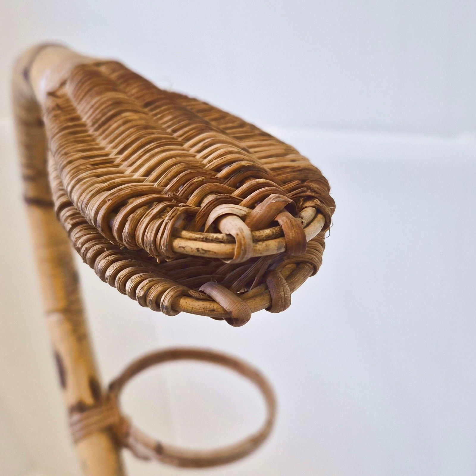 Vintage 1960s Giant Snake Bamboo & Rattan Plant Holder 60s 1960s 60s photo 329.0