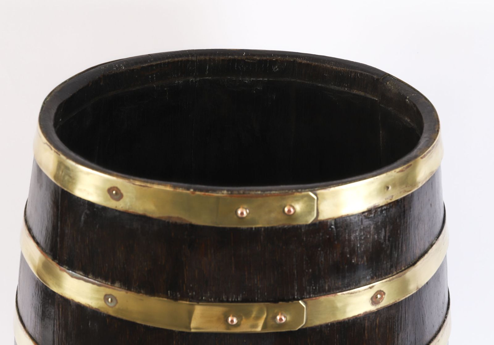 Antique Oval Brass Bound Barrel Umbrella Stick Stand 19th C photo Home Decor