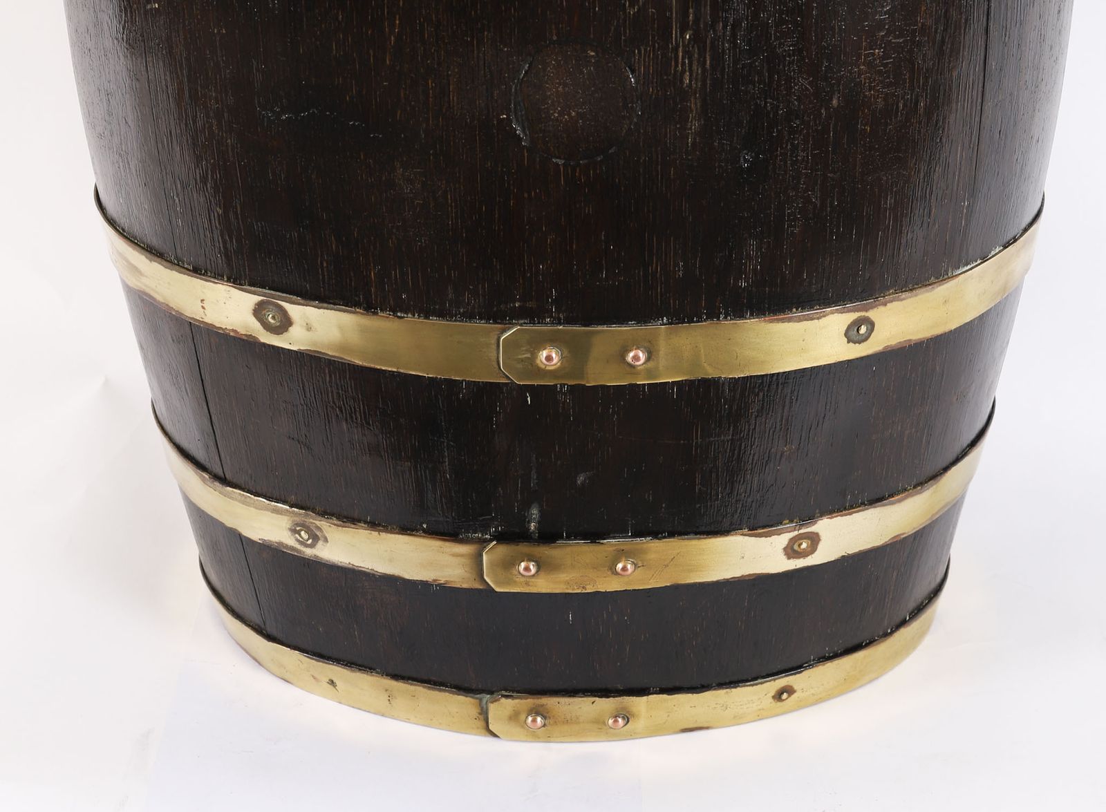Antique Oval Brass Bound Barrel Umbrella Stick Stand 19th C photo buy