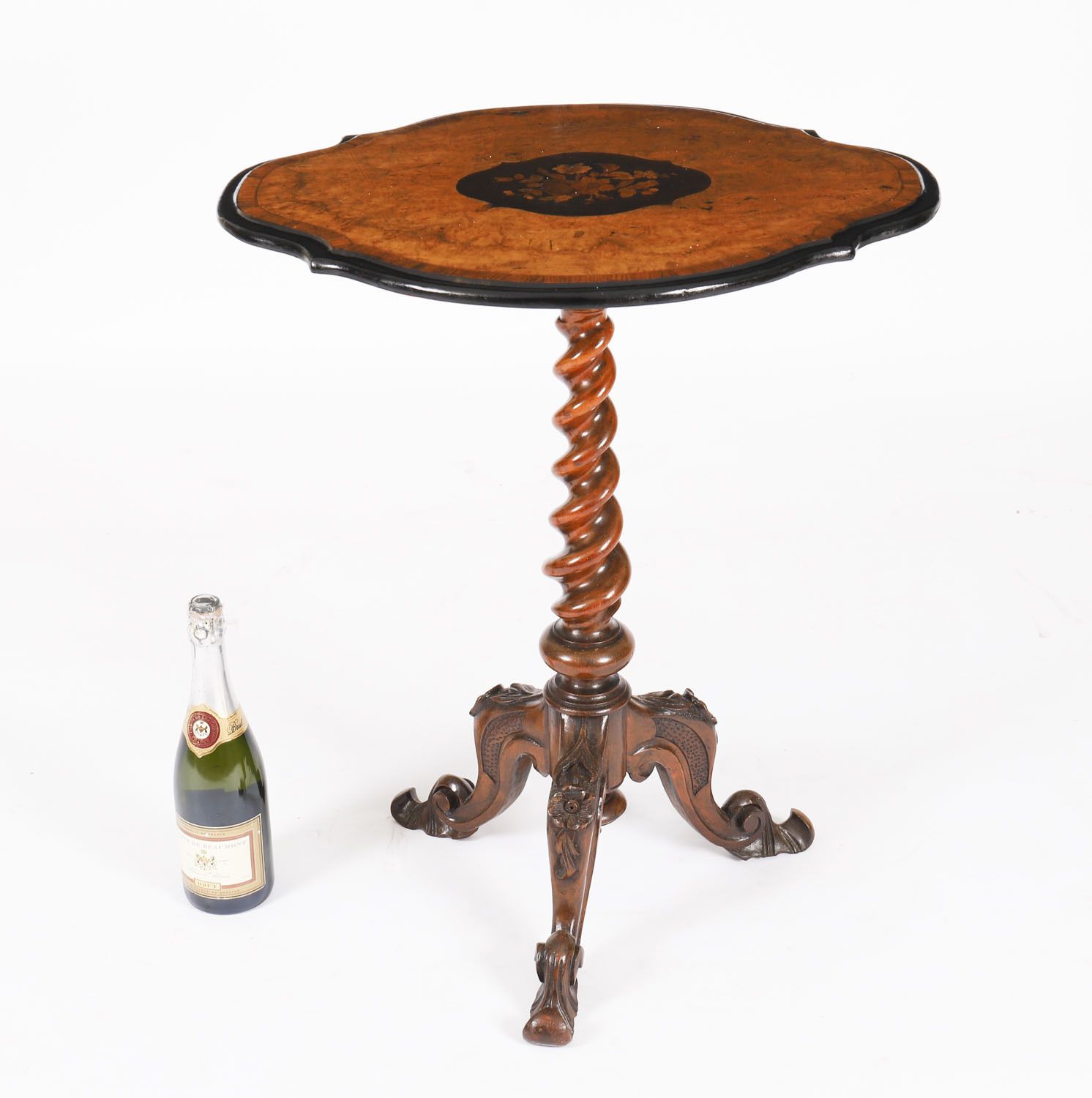 photo vinterior Victorian Burr Walnut Wine / Occasional Table C.1860 19th C