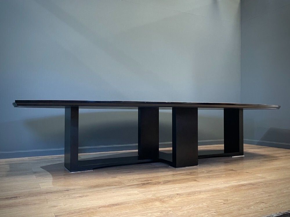 photo for sale Italian Tecno Spa Conference Table, Twelve Leather Serie 148 Chairs & Console Table