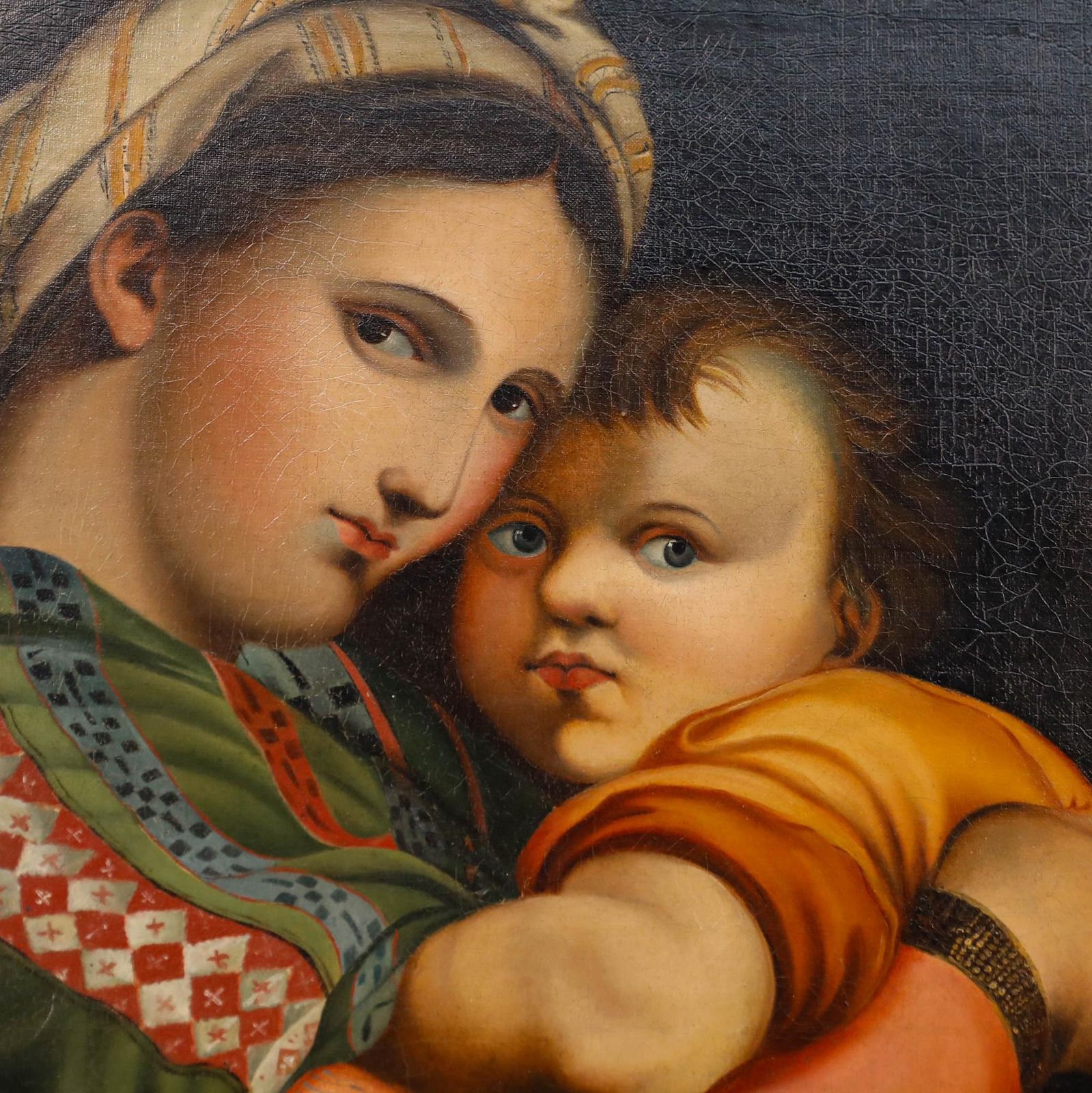After Raphael (1483 1420) 19th Century Oil, Madonna Della Sedia photo Art
