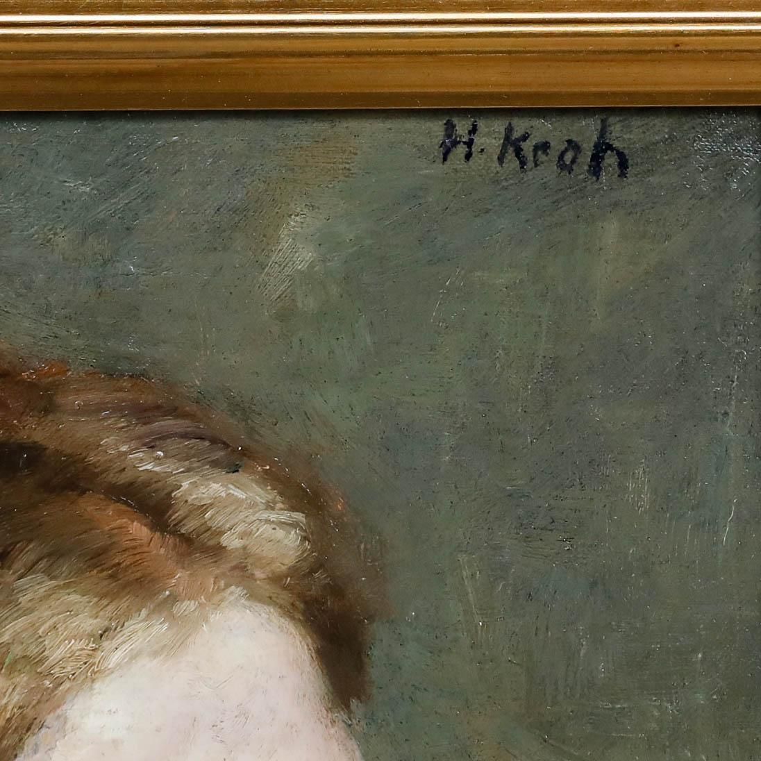Heinz Kroh (1881 1972) Framed Early 20th Century Oil, Looking Out The Window photo vinterior