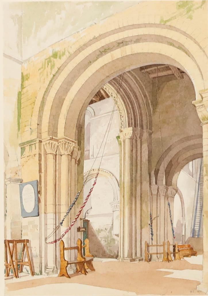Henry W. Stock (1825 1909) Framed 1873 Watercolour, Saint Mary De Haura photo furniture