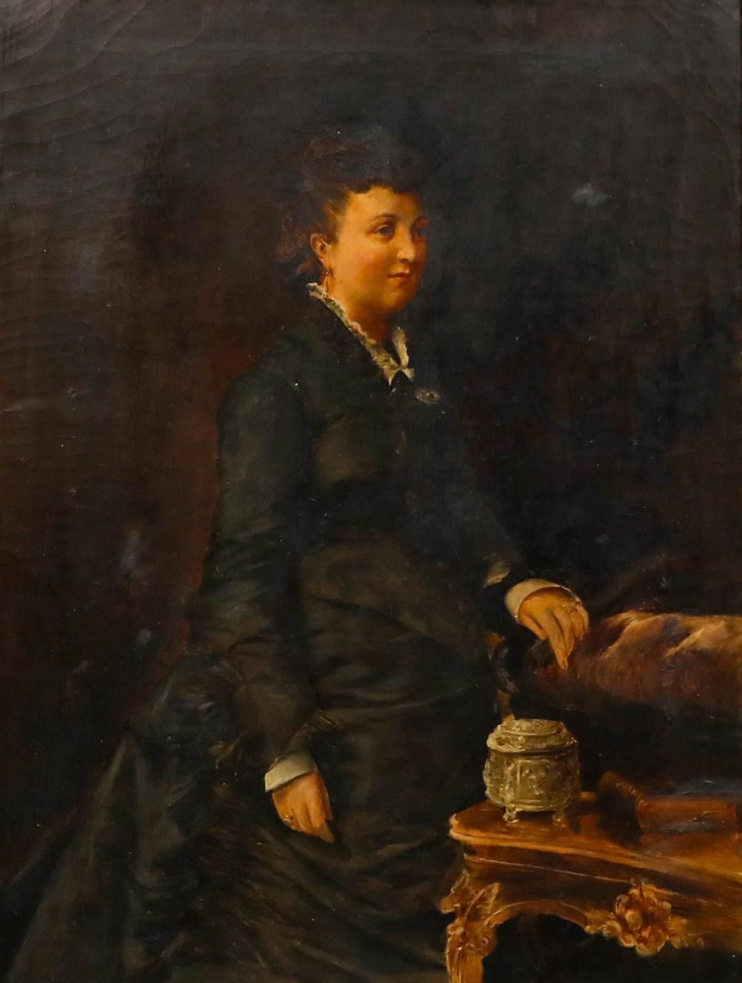 Late 19th Century Oil Lady Of The House photo furniture