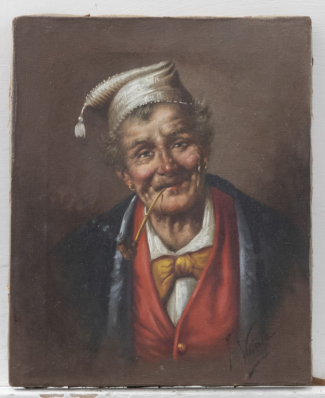 Ferruccio Vitale (1875 1933) Early 20th Century Oil, Jolly Man With A Pipe photo buy