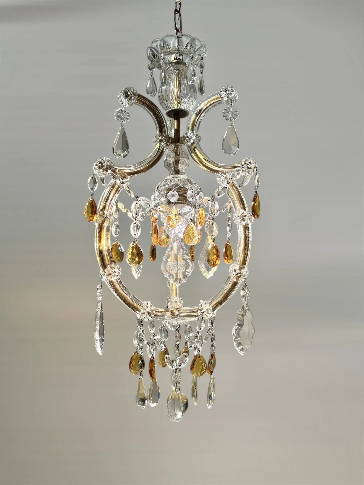 Italian Mid Century “Maria Teresa” Chandelier With Bohemian Crystal photo furniture