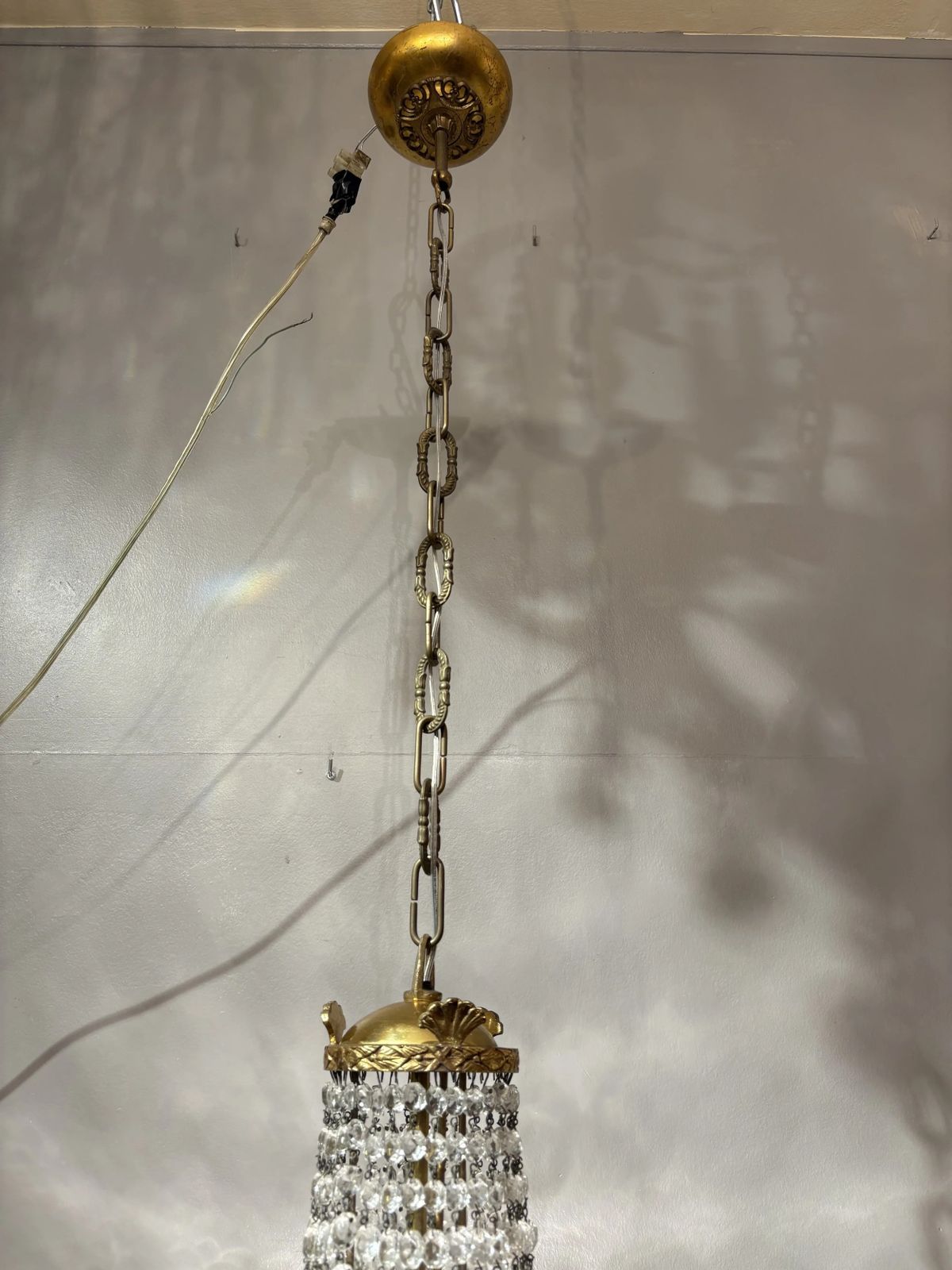 photo furniture Italian Empire Style Chandelier In Gilt Brass And Bohemian Crystal