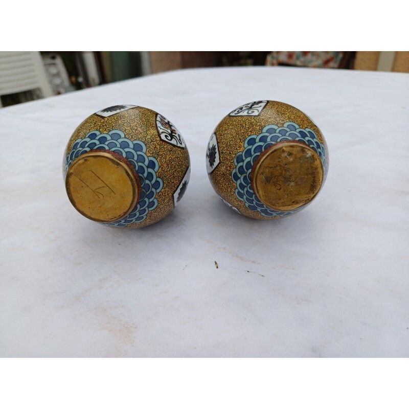 Pair Of Chinese Cloisonné Enamel Vases photo vinterior