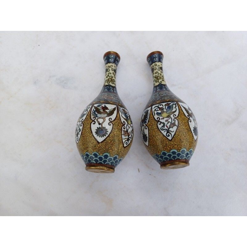 Pair Of Chinese Cloisonné Enamel Vases photo buy