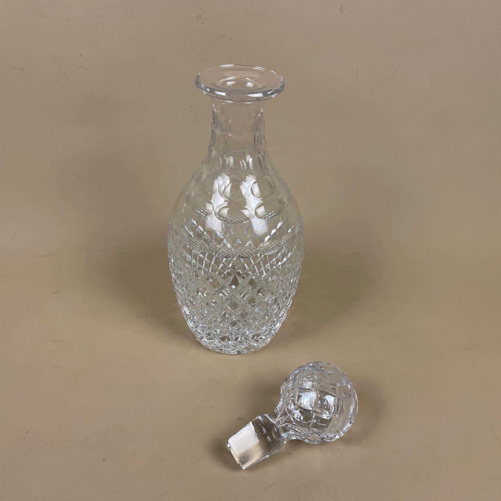 Vintage Glass Drink Decanter Cut Glass Crystal Whisky Display Triple Neck Bottle Retro Antique Lid Top Lidded Cap Drinks Trolly Funnel photo vintage