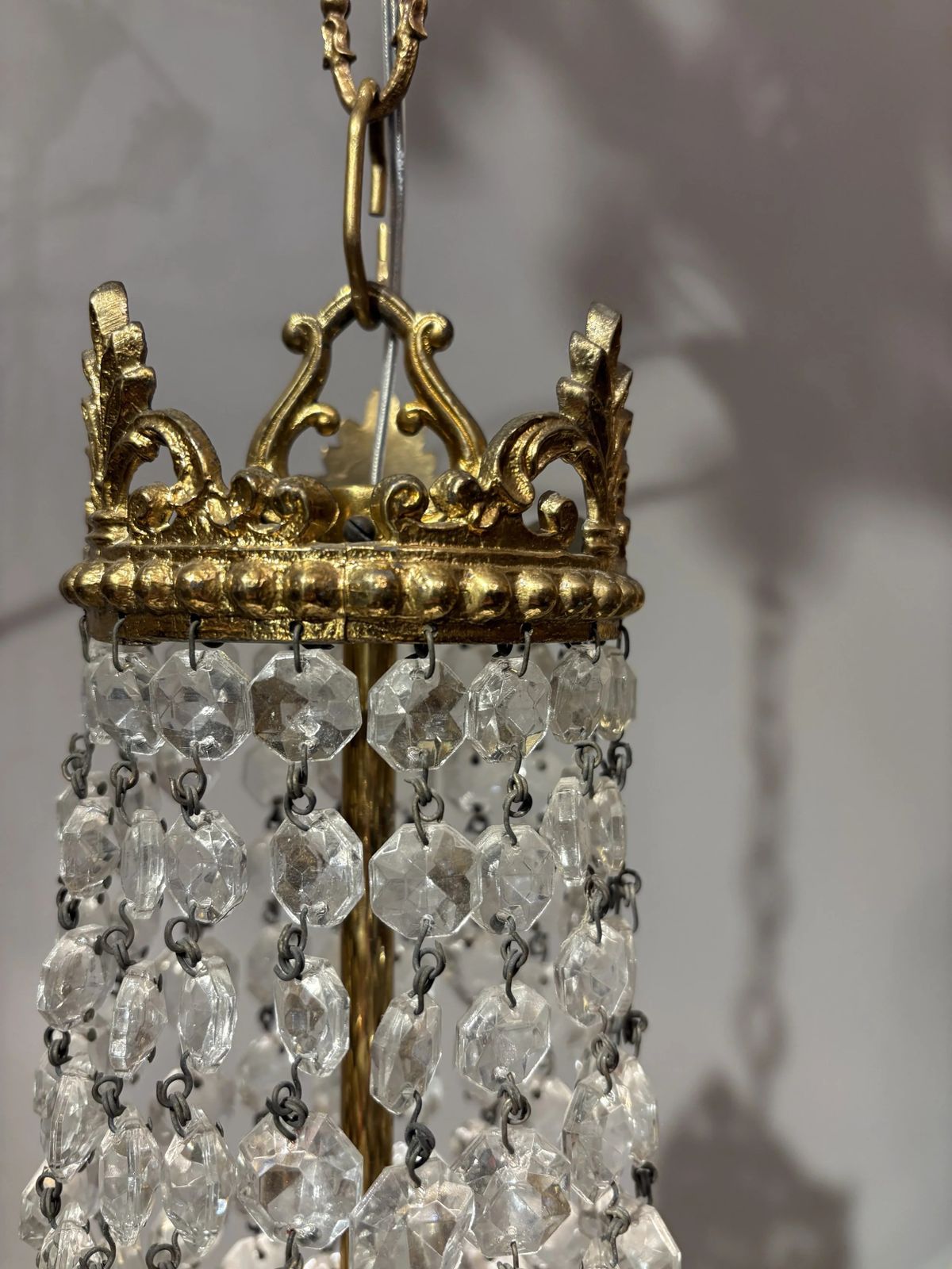 Italian Empire Style Chandelier In Gilt Brass And Bohemian Crystal photo 1327.0