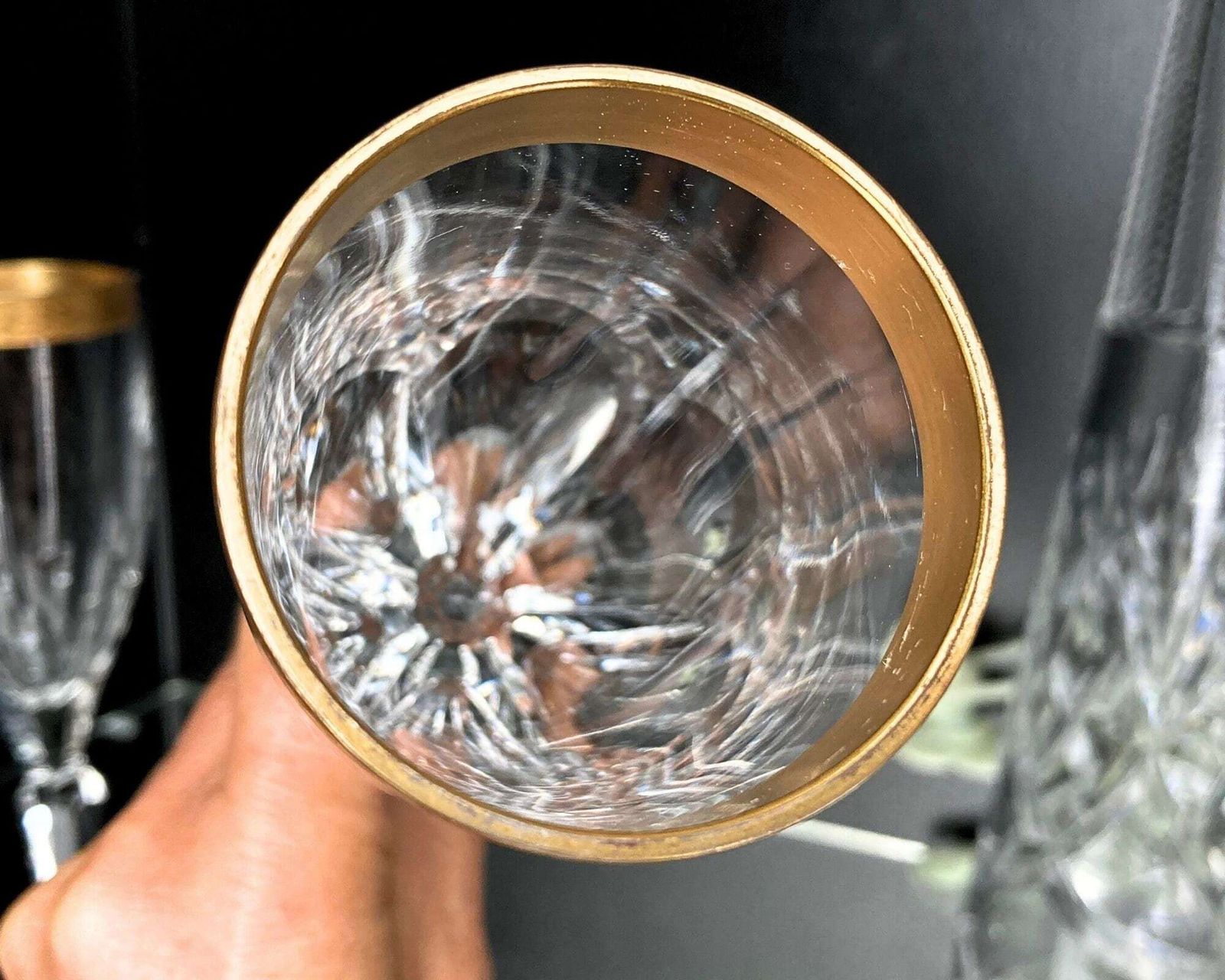 Crystal Champagne Glasses | 2pcs Flutes | Lady Hamilton Moser, Oertel photo vintage