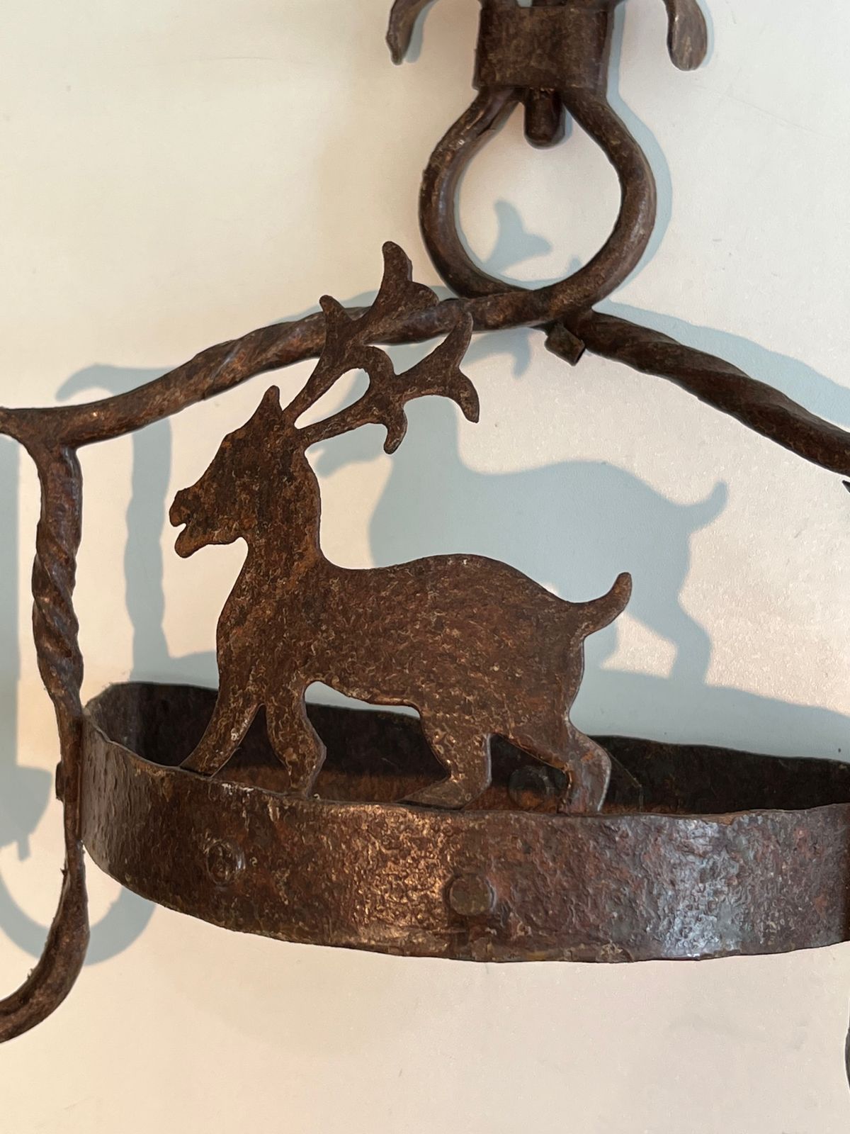 Pair Of Wrought Iron Wall Sconces Depicting Animals photo buy