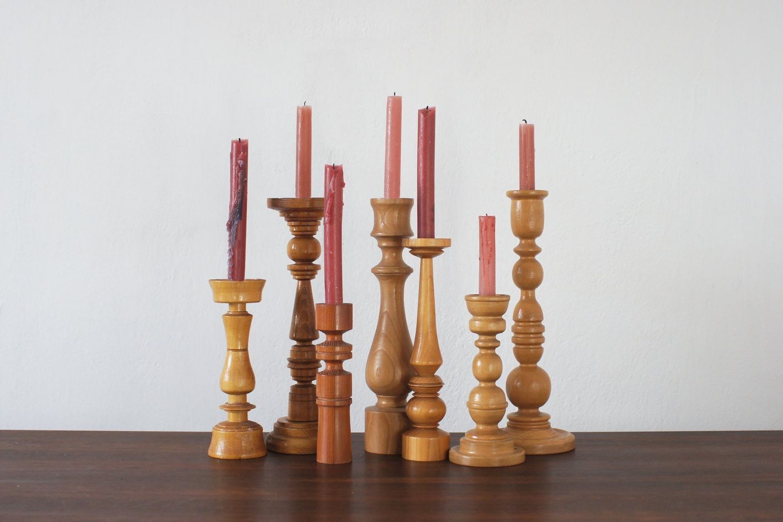 Scandinavian Wooden Candleholders, Set Of 7 photo furniture