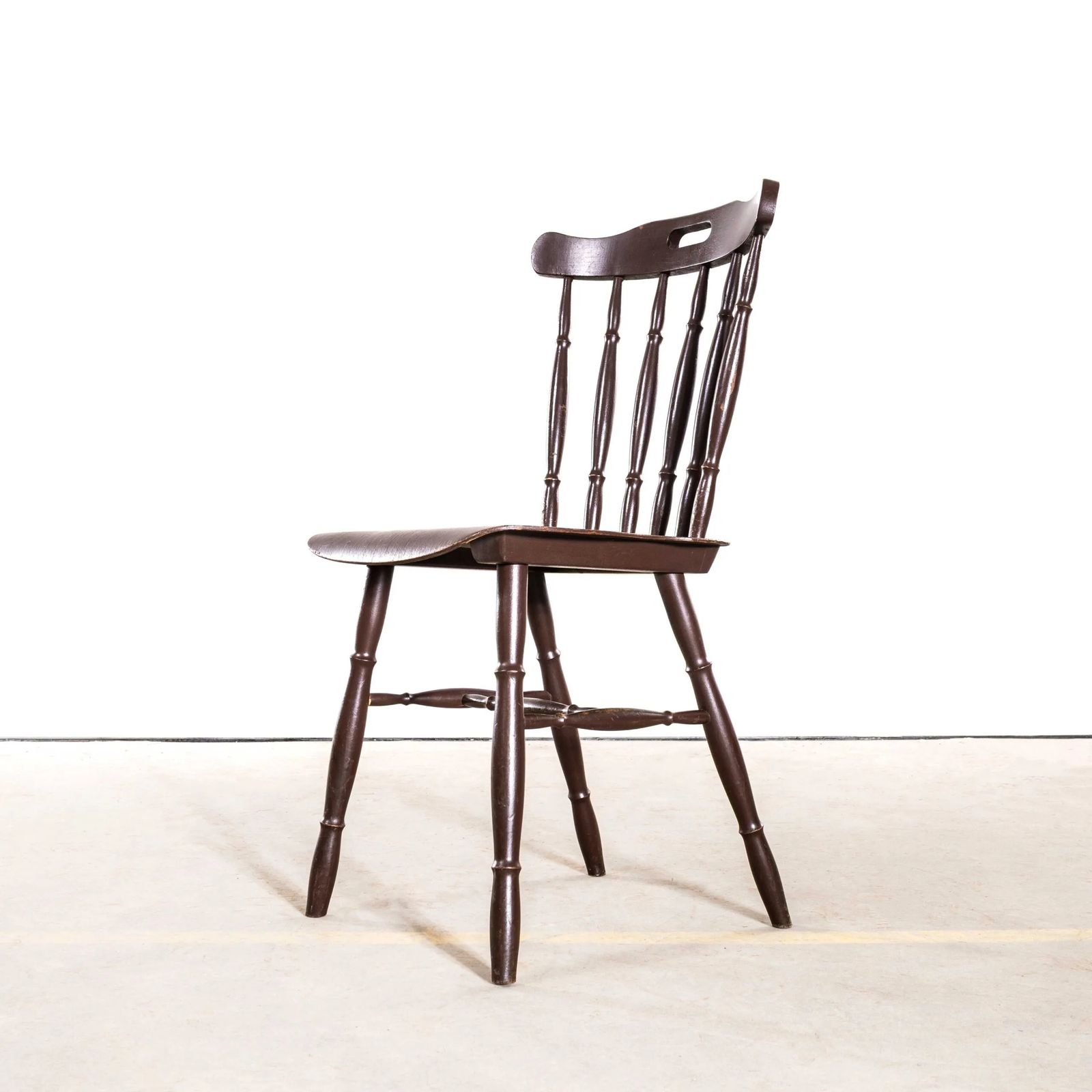 1950’s Turned Coloured Spindle Back Dark Dining Chair photo furniture
