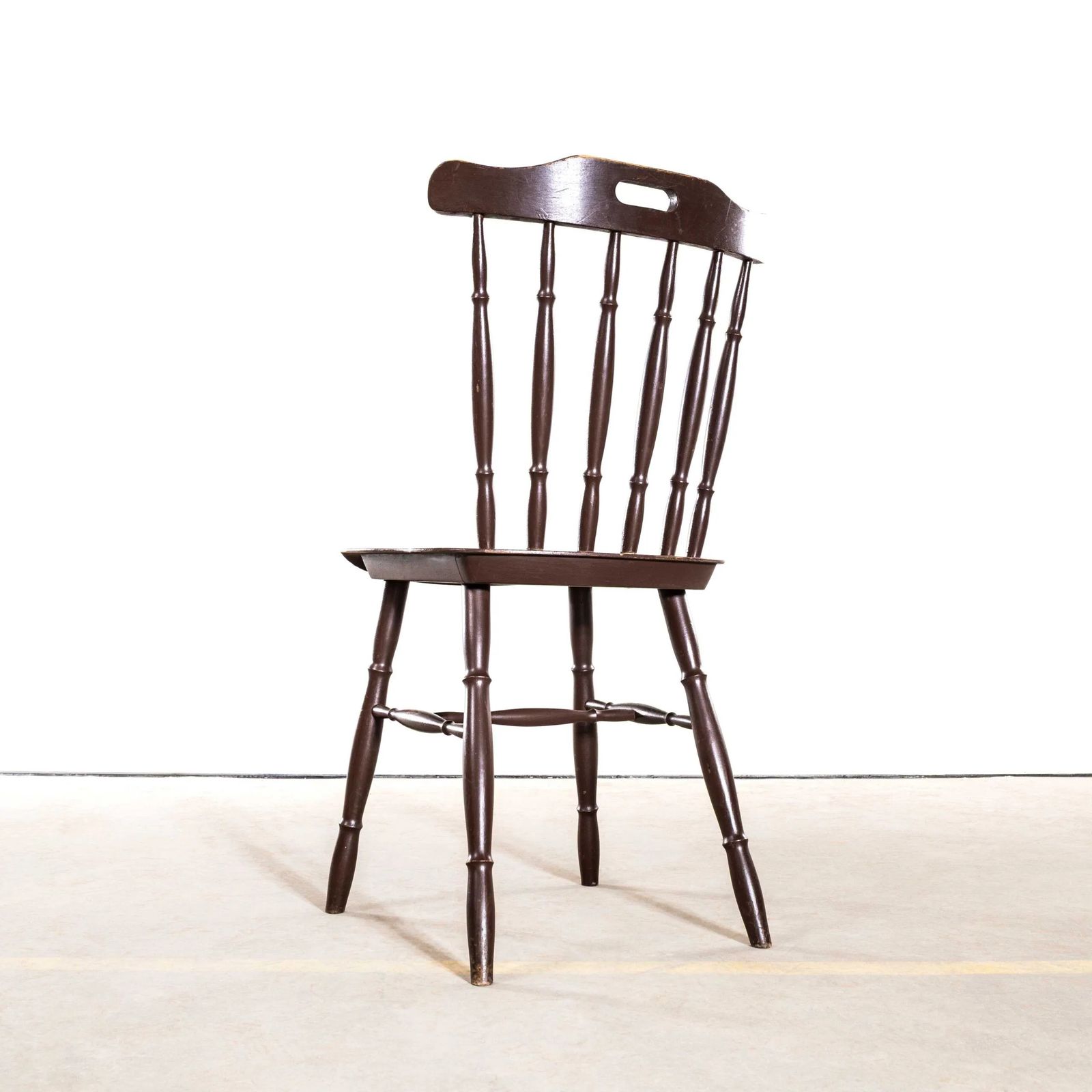 1950’s Turned Coloured Spindle Back Dark Dining Chair photo vintage