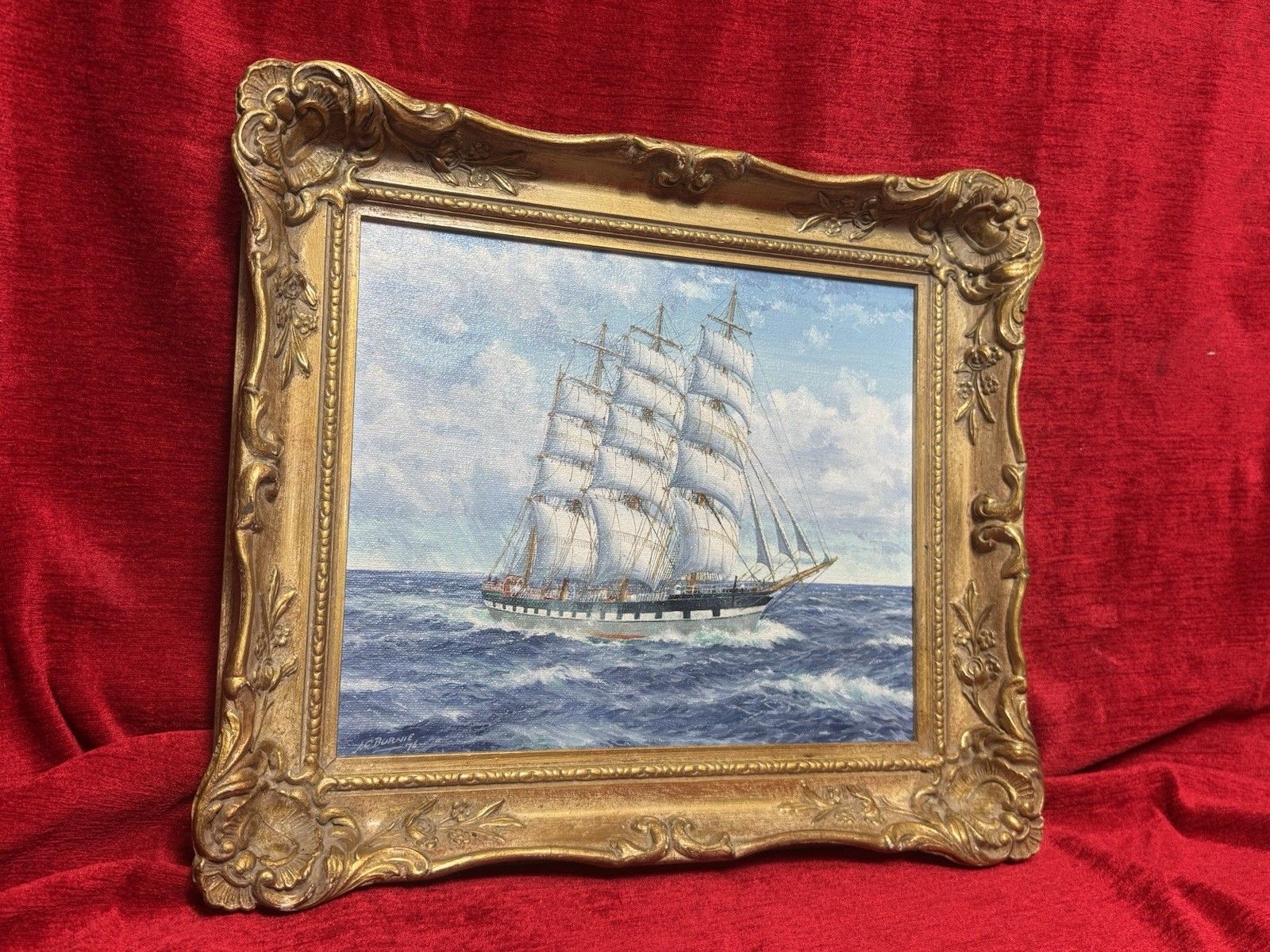 Baroque Sailing Vessel Ross Shire Clipper Ship Oil Painting On Canvas J C Burnie photo Art