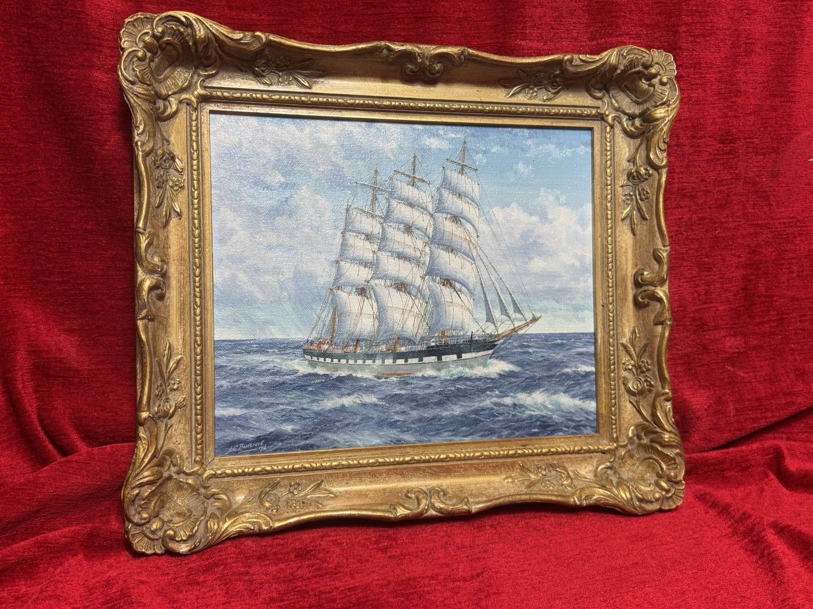 Baroque Sailing Vessel Ross Shire Clipper Ship Oil Painting On Canvas J C Burnie photo 375.0