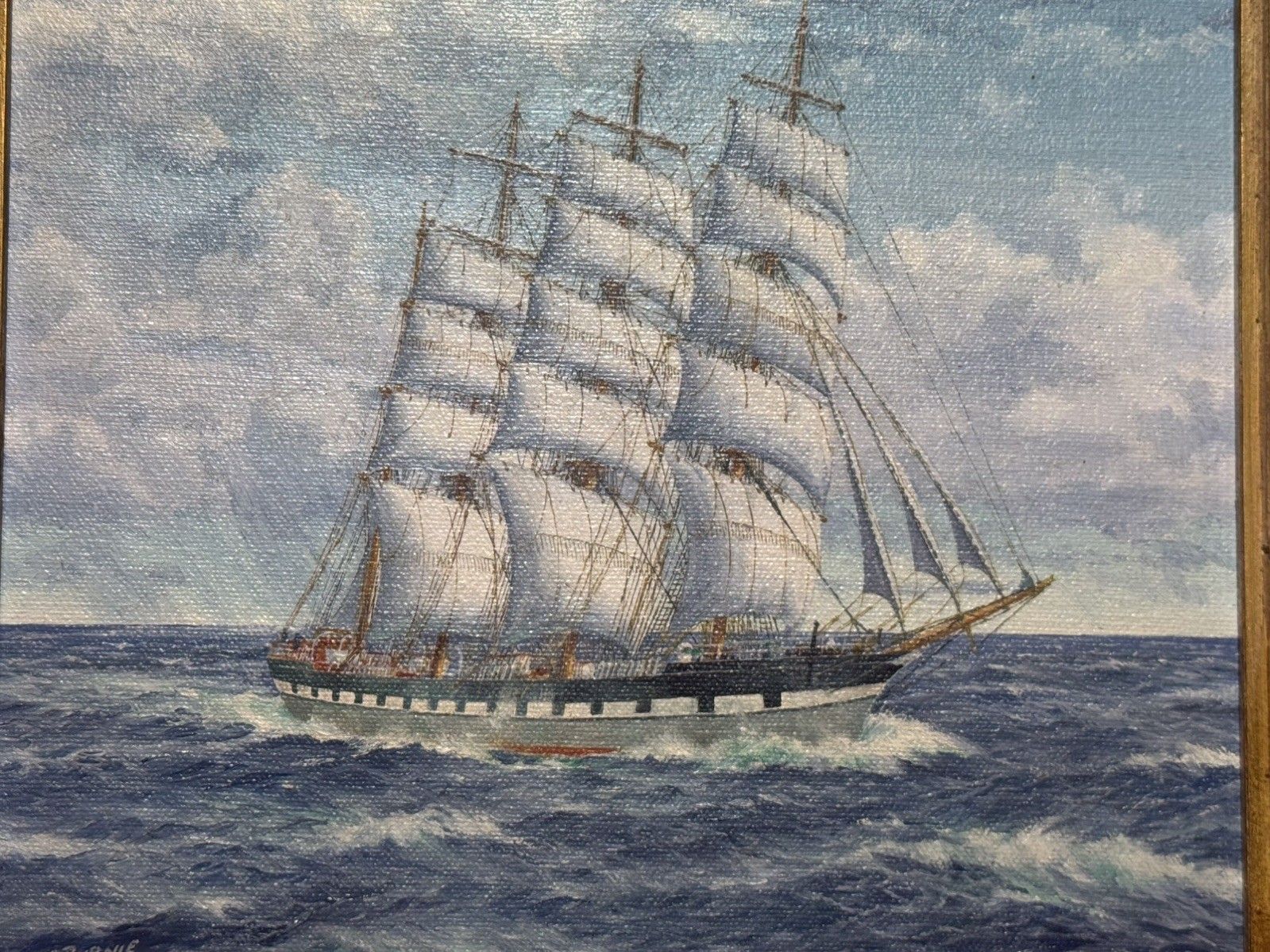 Baroque Sailing Vessel Ross Shire Clipper Ship Oil Painting On Canvas J C Burnie photo buy