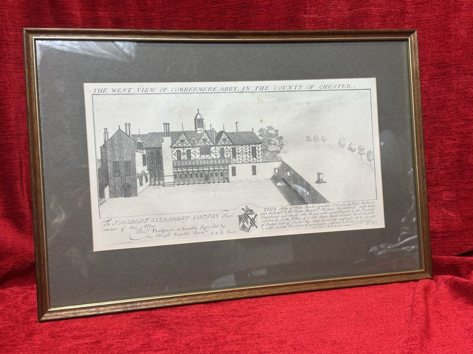 Combermere Abbey, Cheshire Antique Lithograph Print 1727 (1880) By Buck Brothers photo furniture