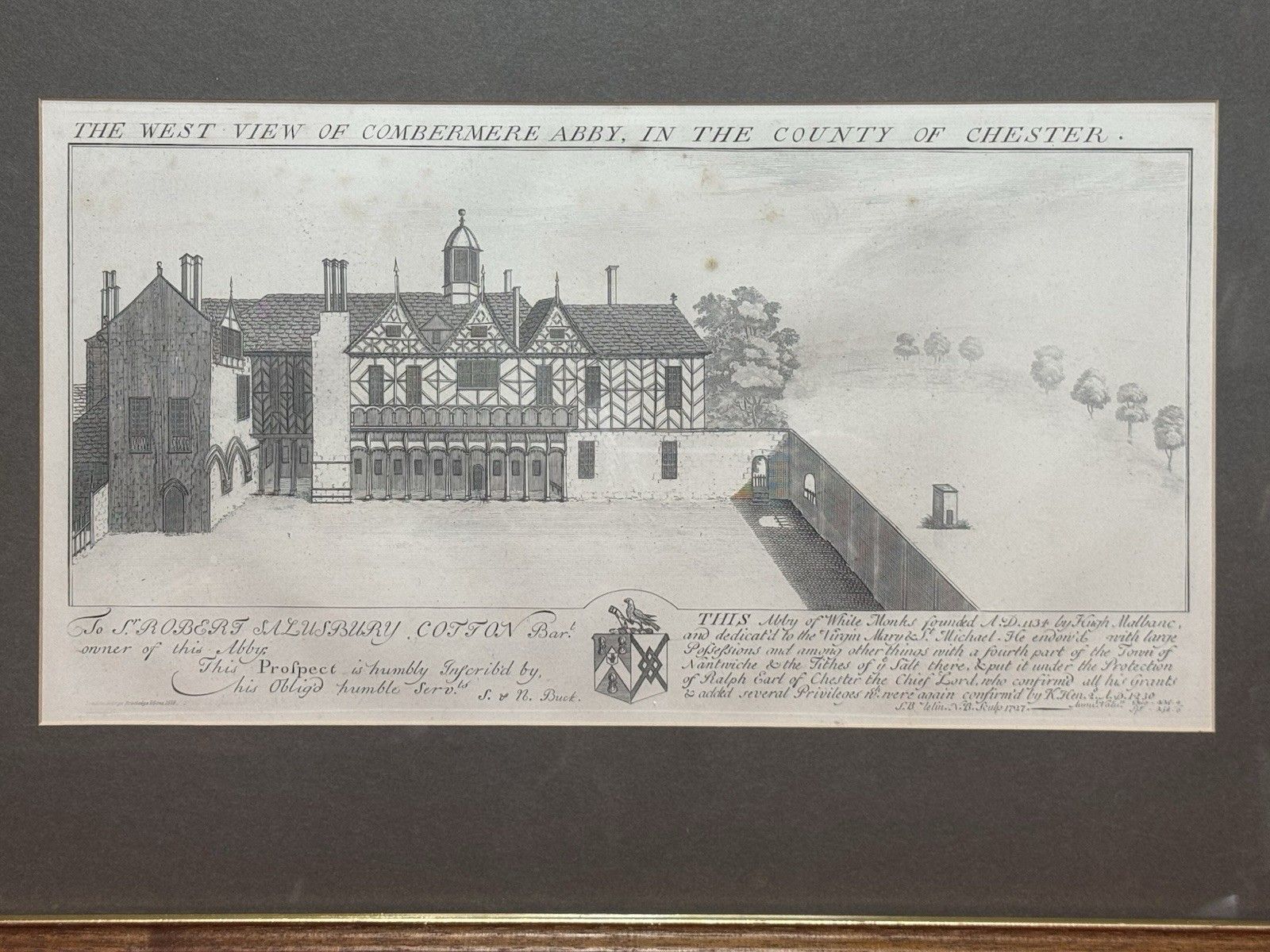 photo furniture Combermere Abbey, Cheshire Antique Lithograph Print 1727 (1880) By Buck Brothers