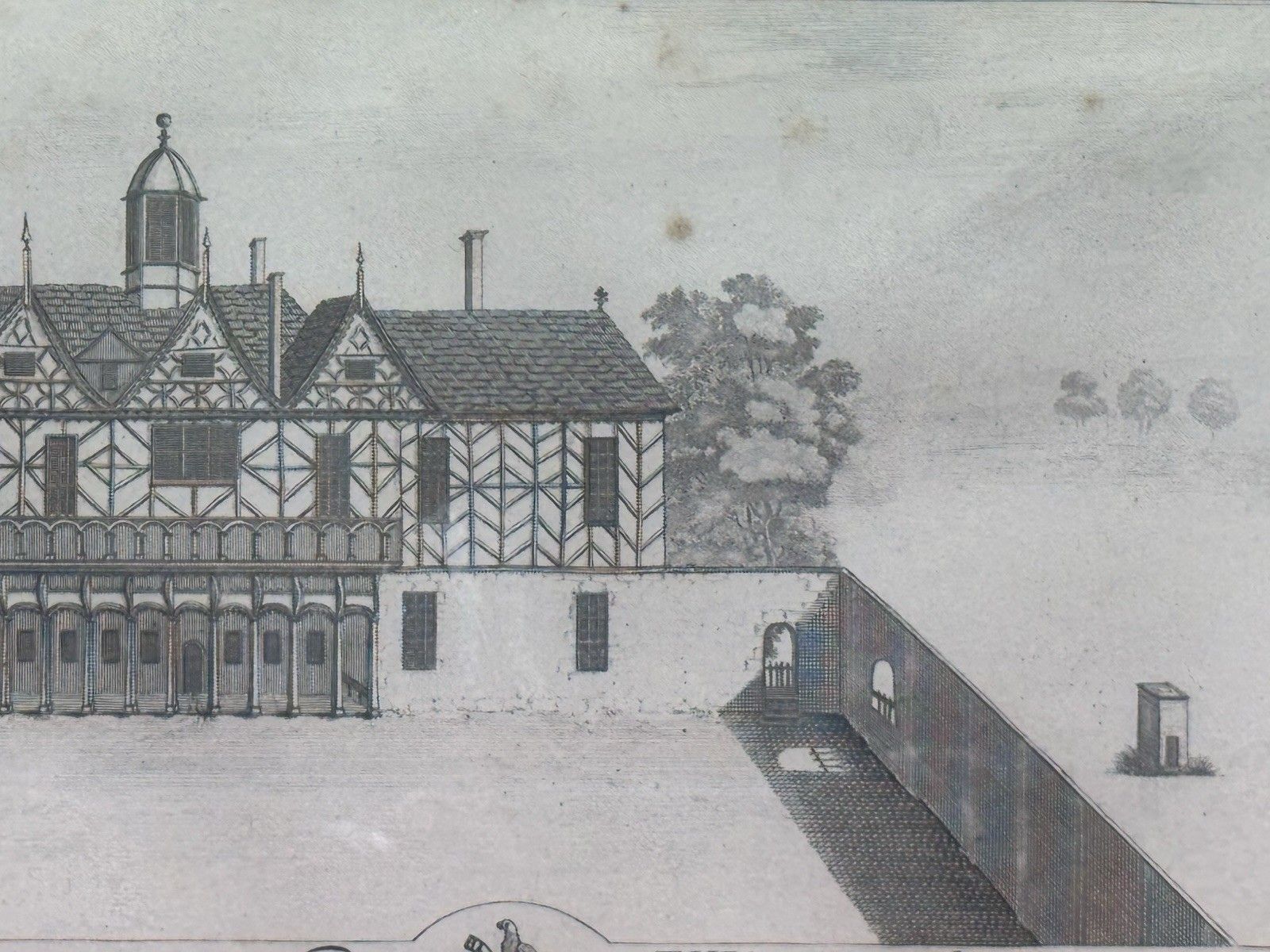 photo vinterior Combermere Abbey, Cheshire Antique Lithograph Print 1727 (1880) By Buck Brothers