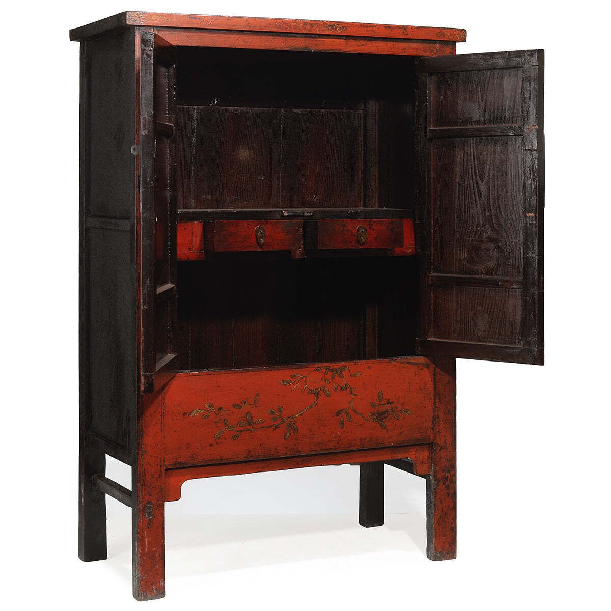 Red Lacquer Shanxi Cabinet With Gold Decoration photo for sale