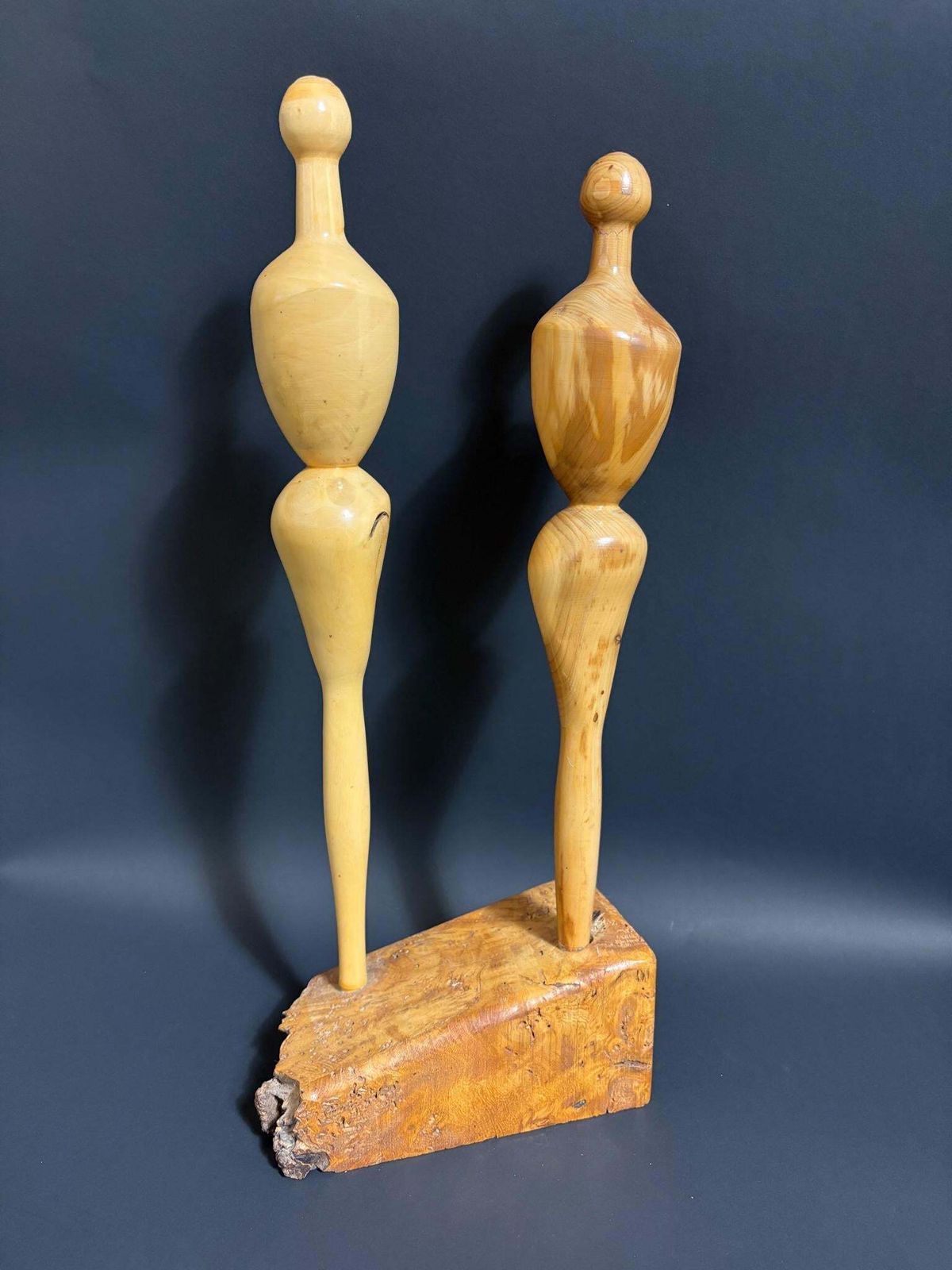 Scandinavian Turned Holly “Couple” On Burr Wood Base, C.1970s–90s photo furniture