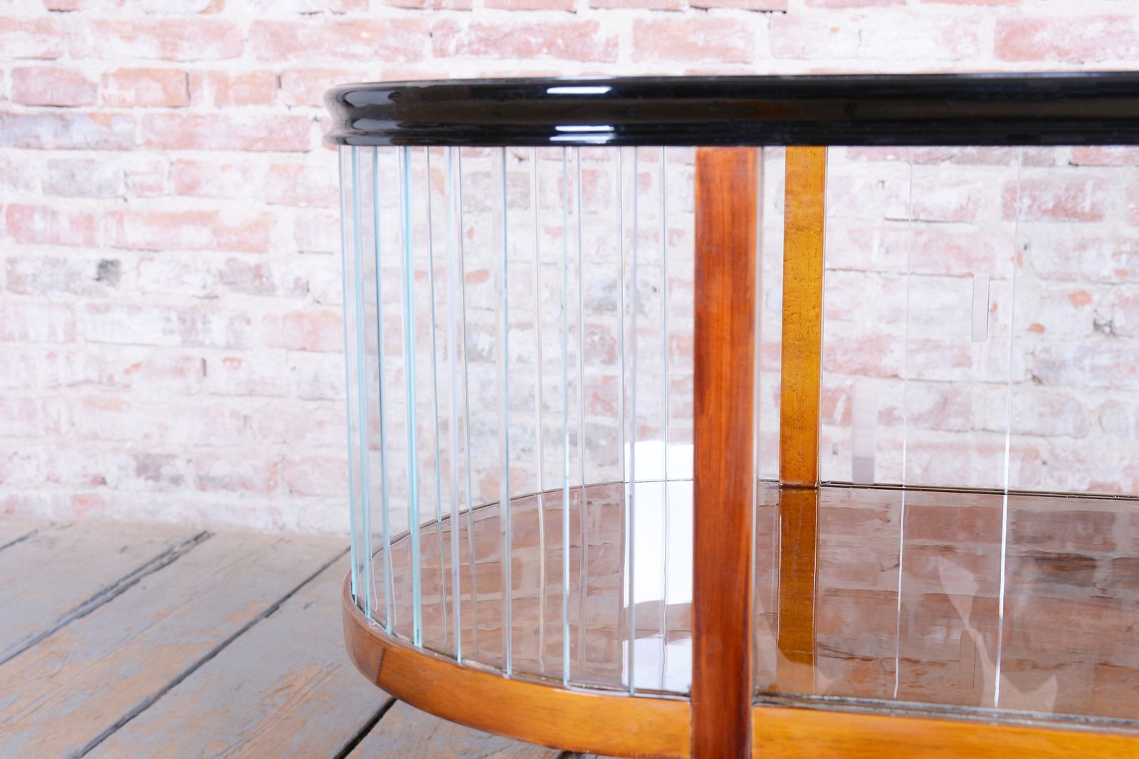photo furniture Restored Art Deco Serving Trolley, Walnut, Glass, Repolished, Czech, 1920s