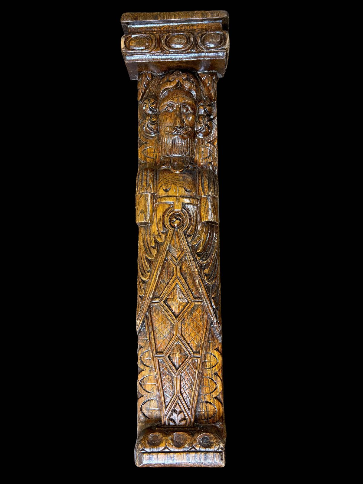 Set Of 18th Century Carved Oak Herm Mounts And Corbels photo for sale