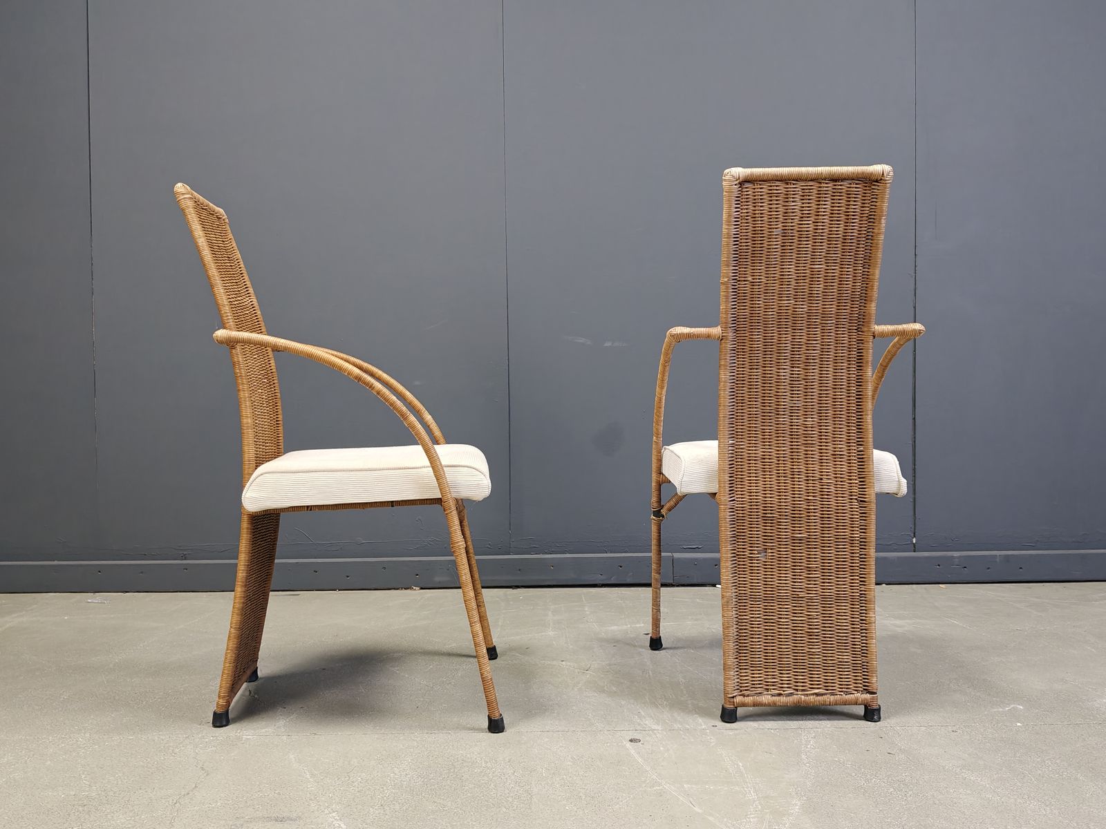 Vintage High Back Wicker Dining Chairs Set Of 6   1980s photo 950.0