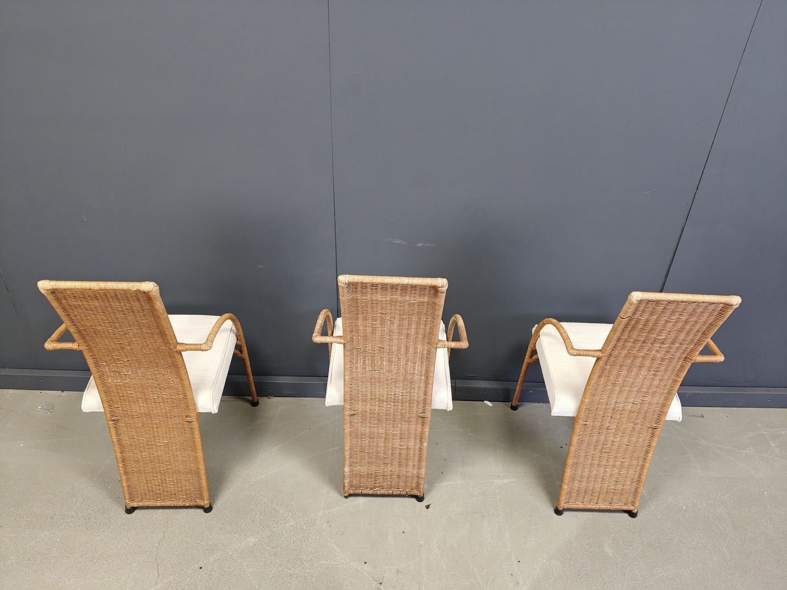 Vintage High Back Wicker Dining Chairs Set Of 6   1980s photo vintage