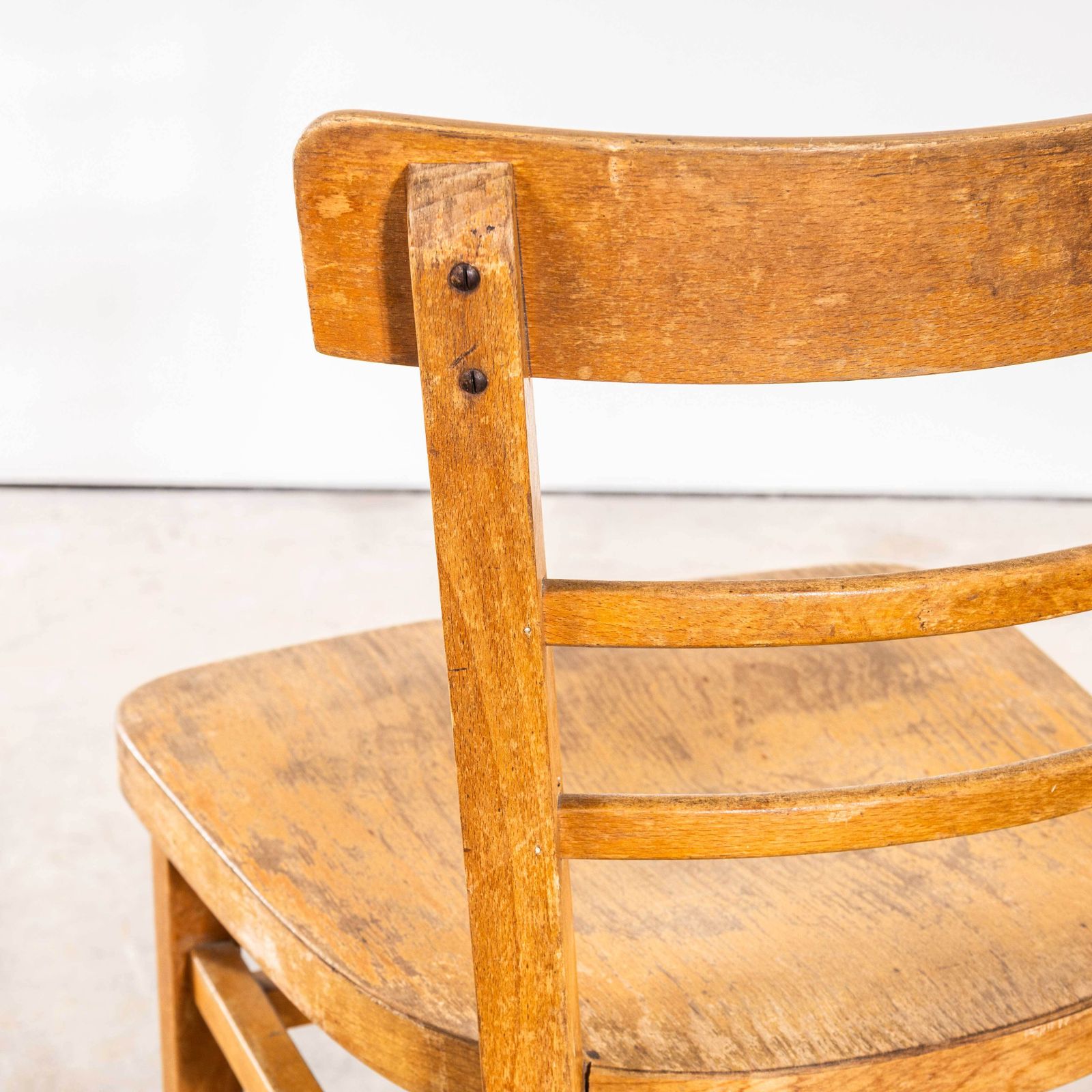 1960's Honey Two Step Ladder Backed Dining Chairs   Set Of Four photo buy