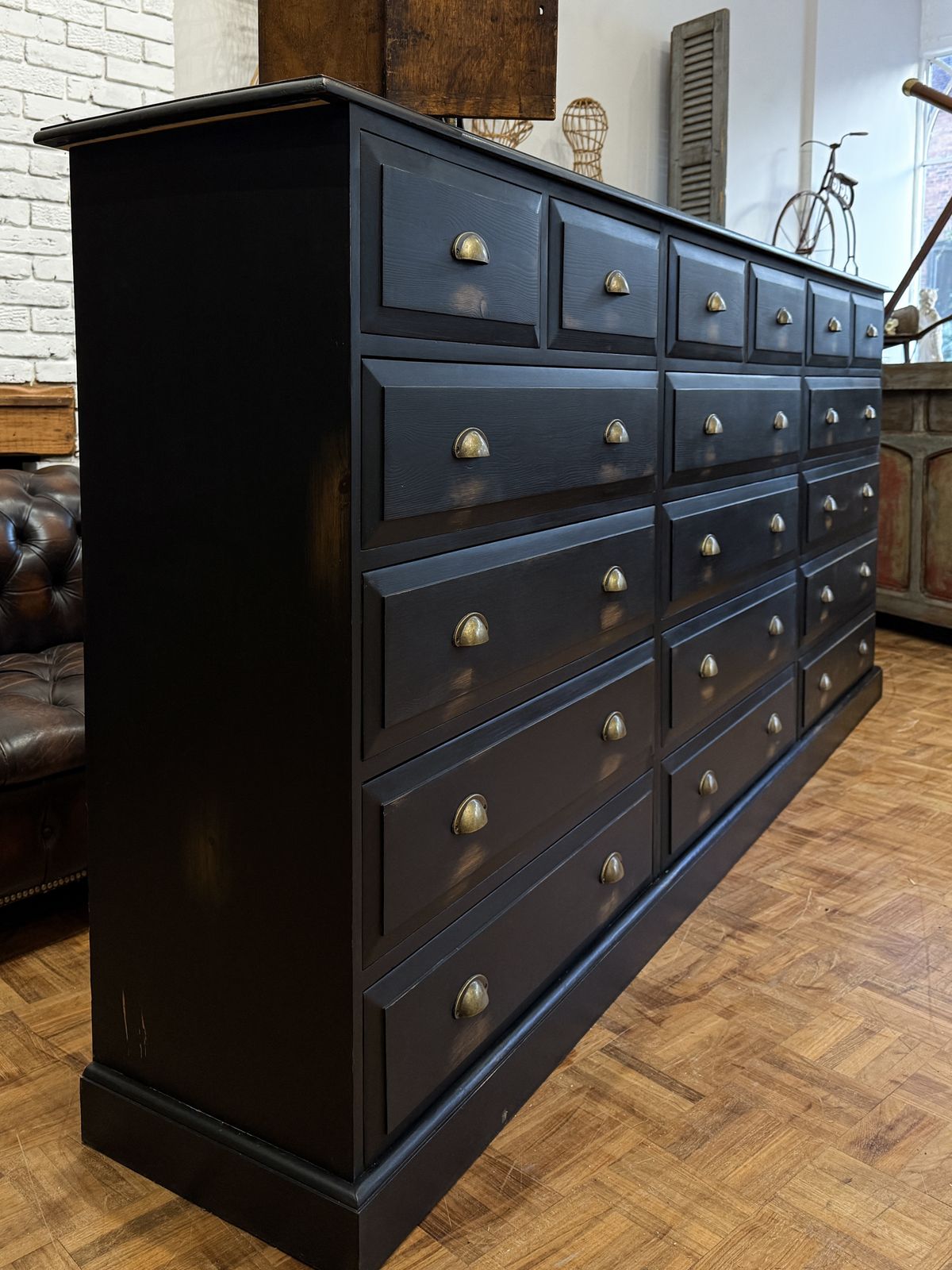 photo for sale Large Painted Pine Bank Of Drawers