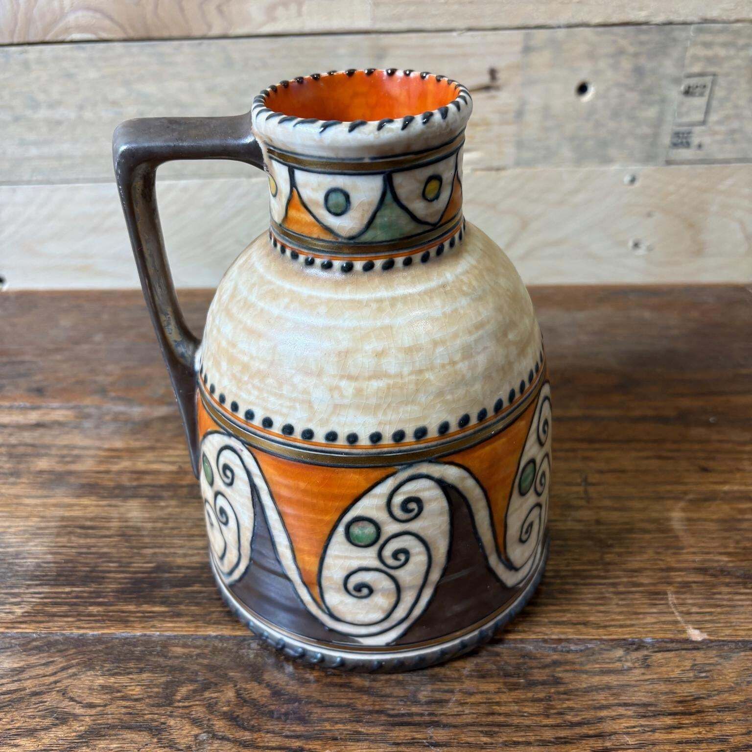 Charlotte Rhead For Crown Ducal Tube‑Lined Handled Vase, Pattern 4926 photo Home Decor