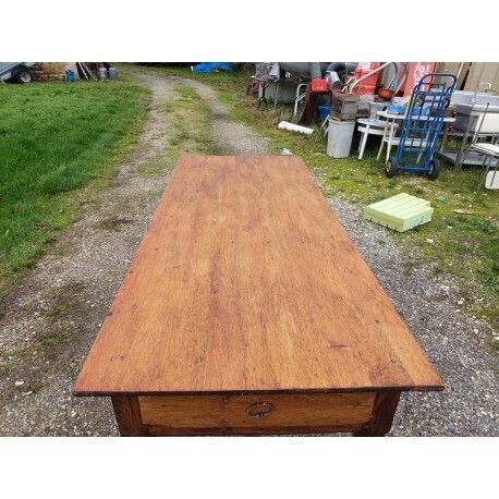 19th Century Country Farmhouse Table In Walnut And Pine, With 3 Drawers photo Furniture