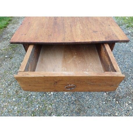 19th Century Country Farmhouse Table In Walnut And Pine, With 3 Drawers photo 651.0