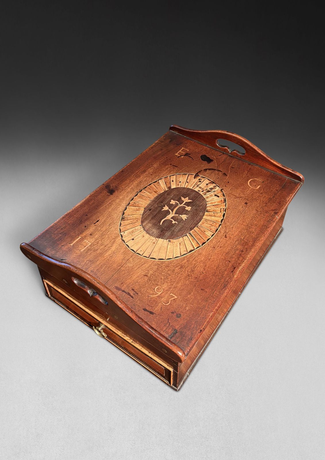George III Period Complete Mahogany And Inlaid Bible Box photo Home Decor