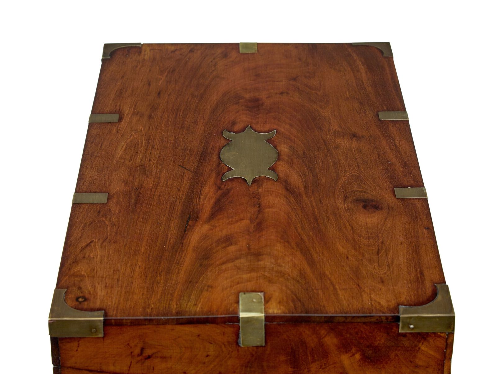 Mid 19th Century Mahogany Brass Bound Campaign Writing Slope photo furniture