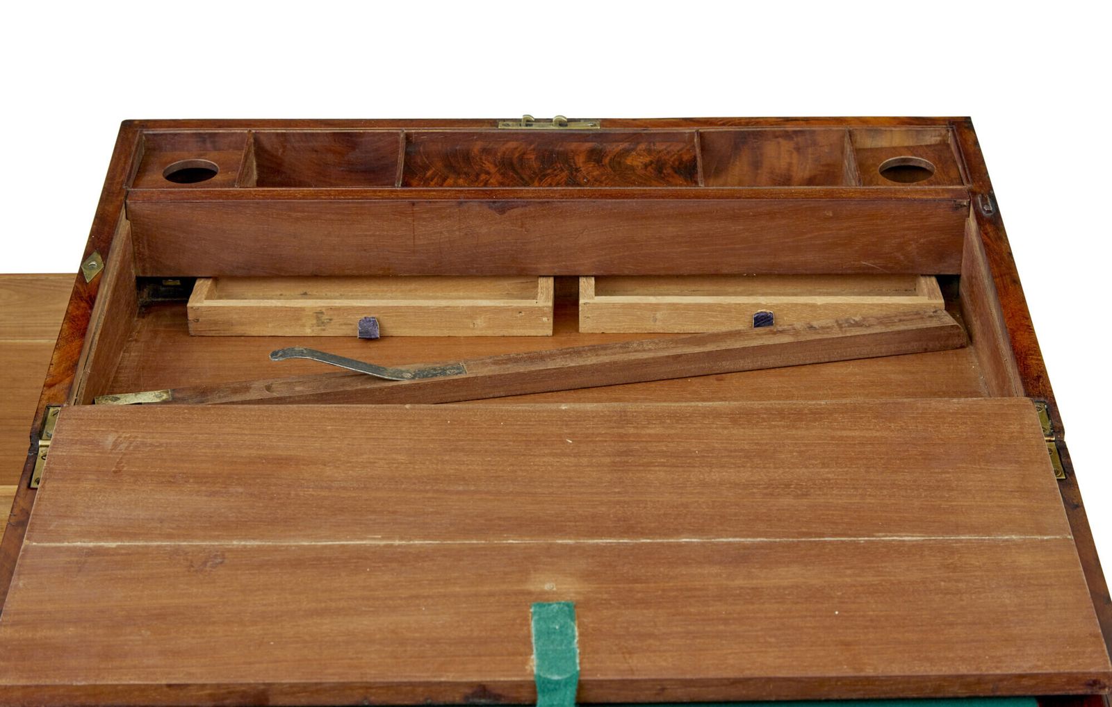 Mid 19th Century Mahogany Brass Bound Campaign Writing Slope photo for sale