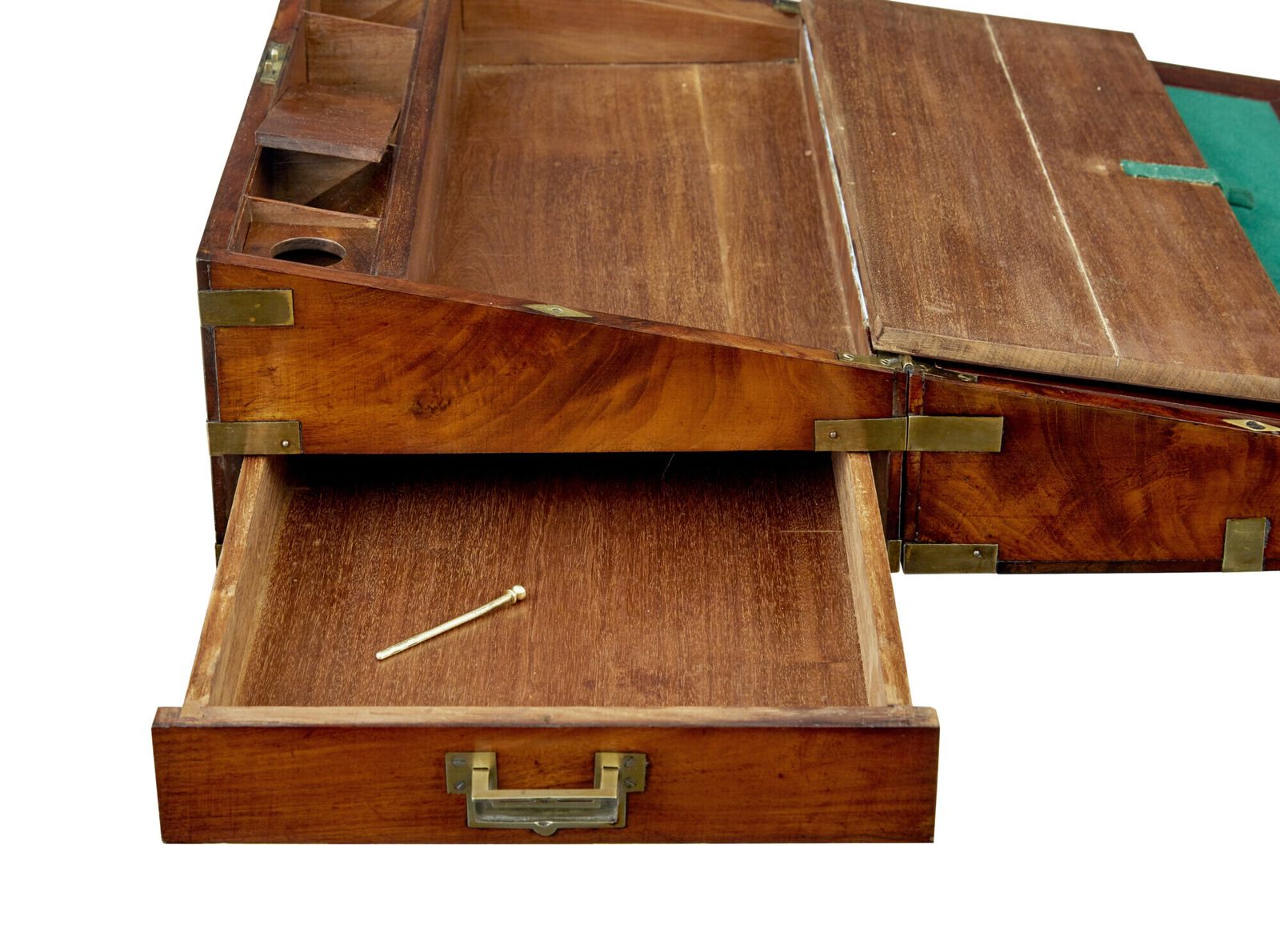 Mid 19th Century Mahogany Brass Bound Campaign Writing Slope photo Home Decor