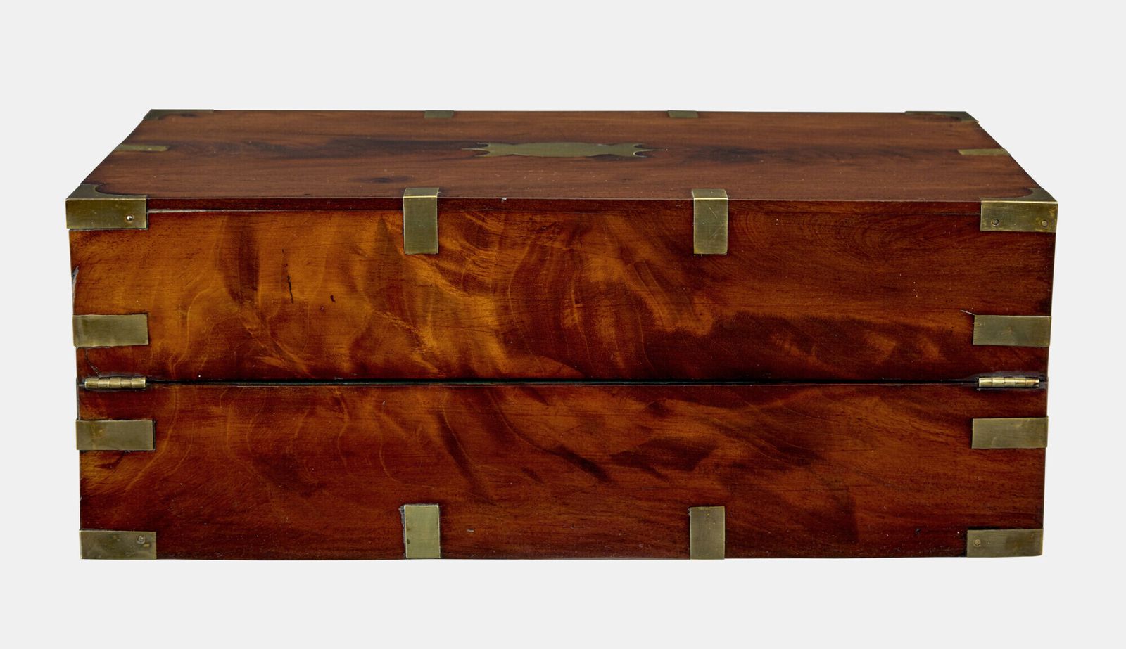 photo furniture Mid 19th Century Mahogany Brass Bound Campaign Writing Slope
