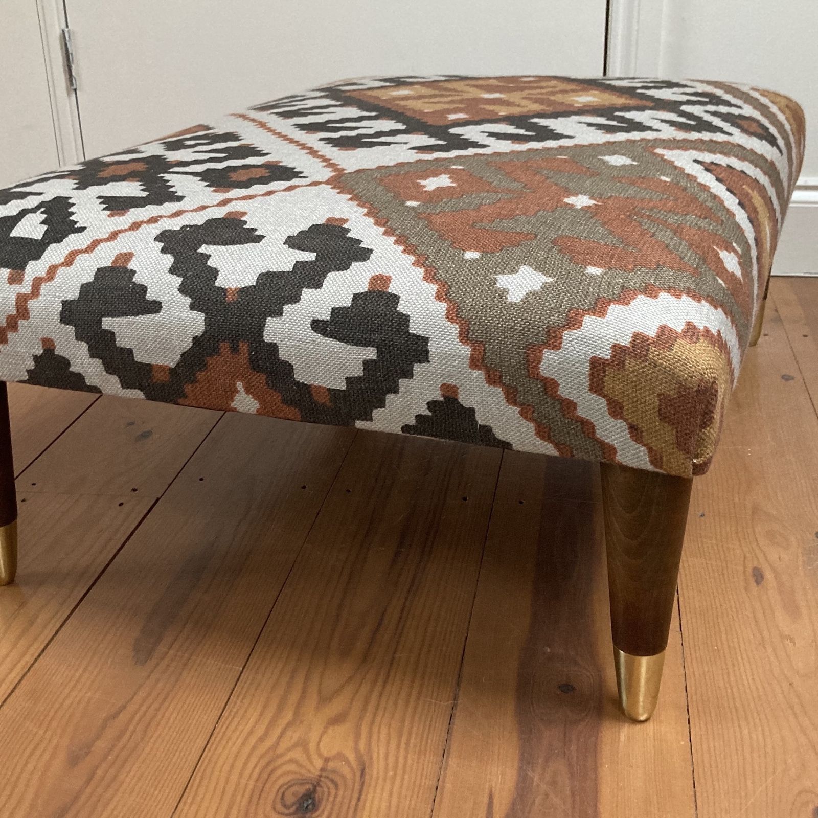 Footstool With Wooden Legs Covered With Linwood Fabric Free Delivery photo furniture