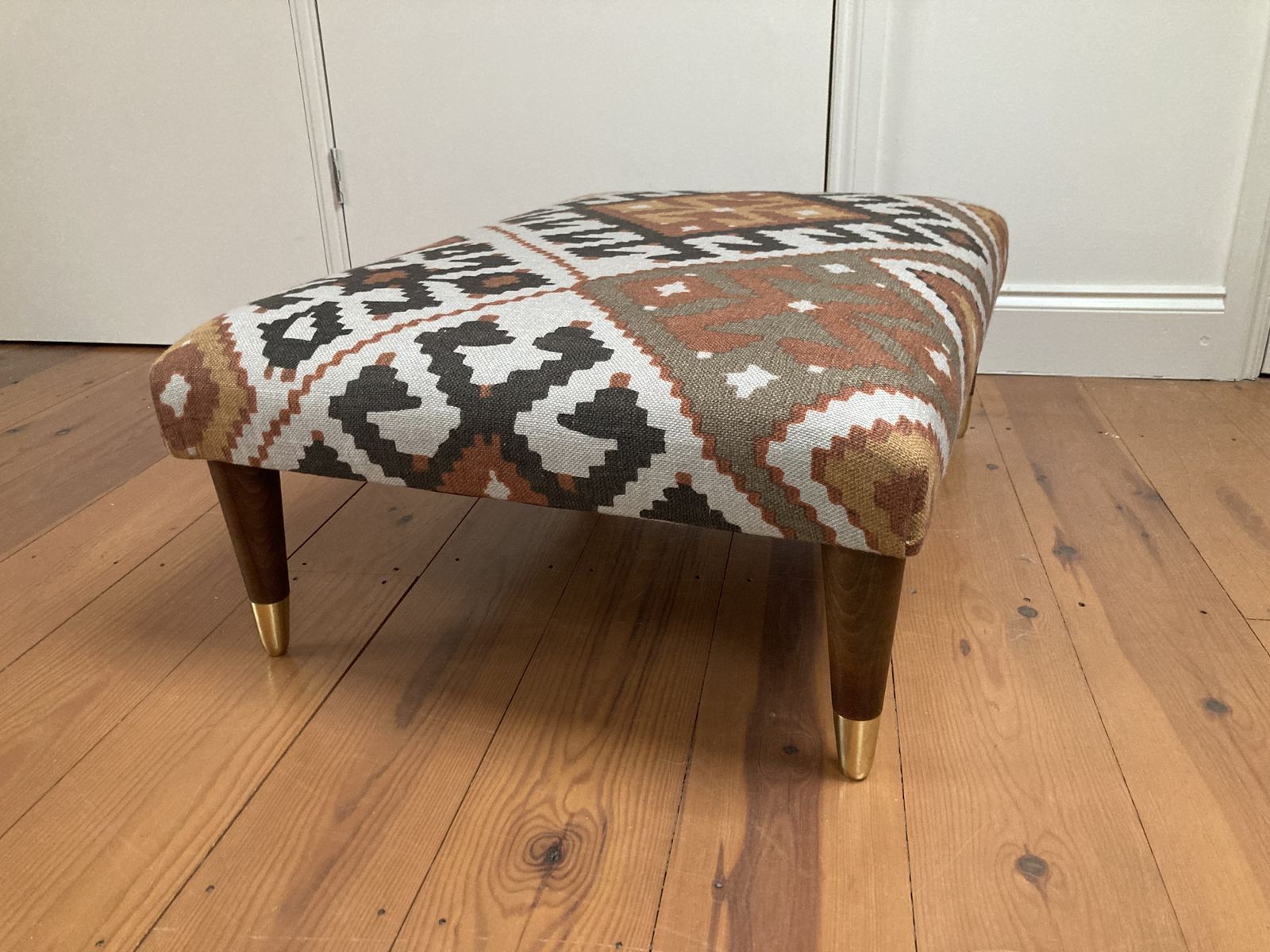Footstool With Wooden Legs Covered With Linwood Fabric Free Delivery photo vinterior
