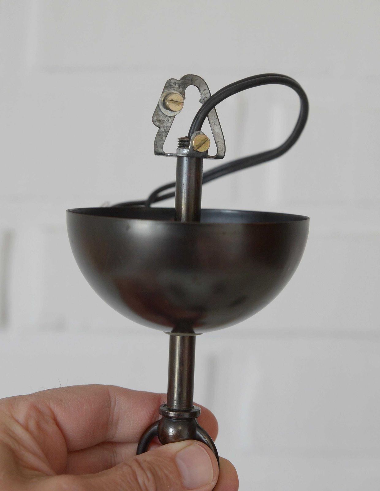 303.0 Vintage Pendant Light / Mid Century Rustic Sputnik / Wood And Copper Hanging Lamp photo